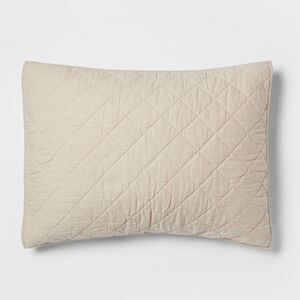 Threshold - Standard Diamond Stitch Cotton Linen Quilt Sham Kh Khaki